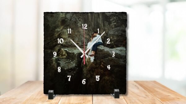 Foto reloj en pizarra personalizado cuadrado